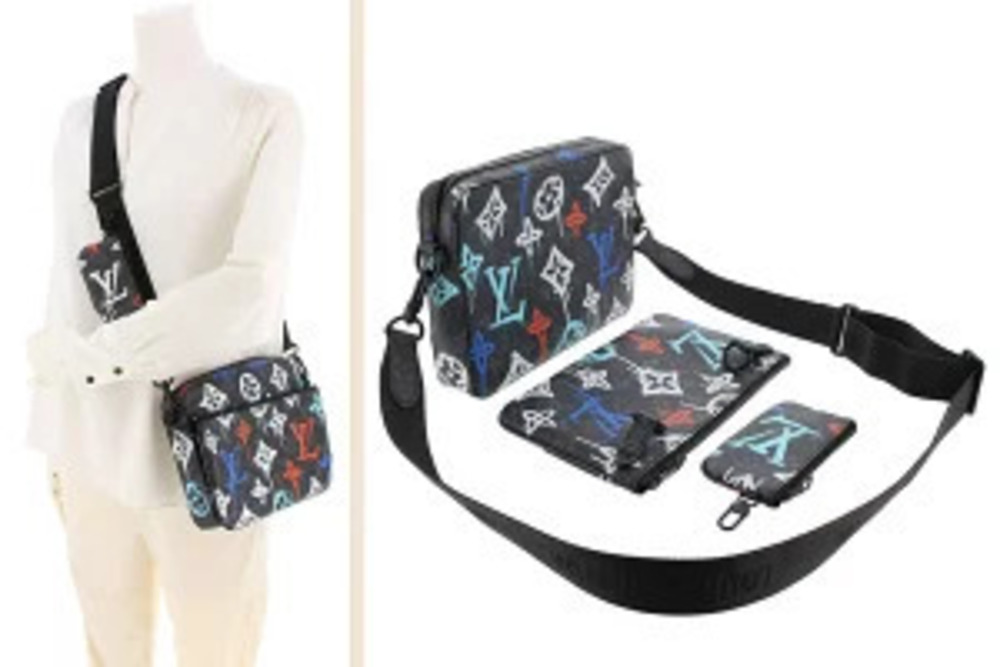 Louis Vuitton Messenger Graffiti Trio Bag Shoulder Black